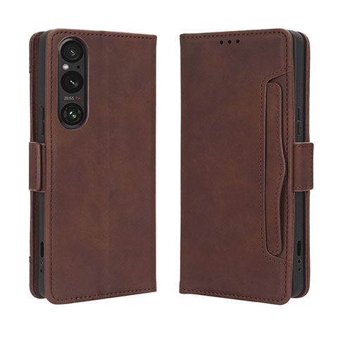 Coque Portefeuille Livre Cuir Etui Clapet BY3 pour Sony Xperia 1 V Marron