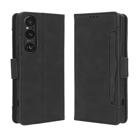 Coque Portefeuille Livre Cuir Etui Clapet BY3 pour Sony Xperia 1 V Noir