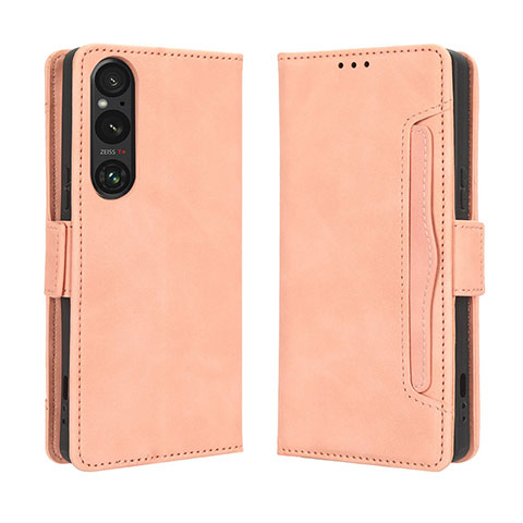 Coque Portefeuille Livre Cuir Etui Clapet BY3 pour Sony Xperia 1 V Rose