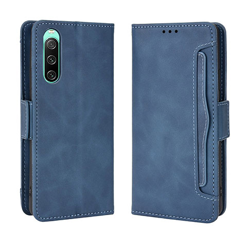 Coque Portefeuille Livre Cuir Etui Clapet BY3 pour Sony Xperia 10 IV Bleu