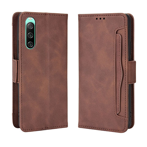 Coque Portefeuille Livre Cuir Etui Clapet BY3 pour Sony Xperia 10 IV Marron