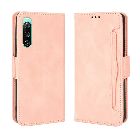 Coque Portefeuille Livre Cuir Etui Clapet BY3 pour Sony Xperia 10 IV SO-52C Rose