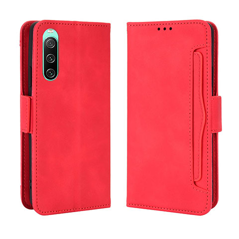 Coque Portefeuille Livre Cuir Etui Clapet BY3 pour Sony Xperia 10 IV SOG07 Rouge