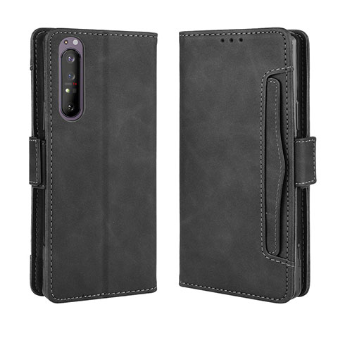 Coque Portefeuille Livre Cuir Etui Clapet BY3 pour Sony Xperia 5 II Noir