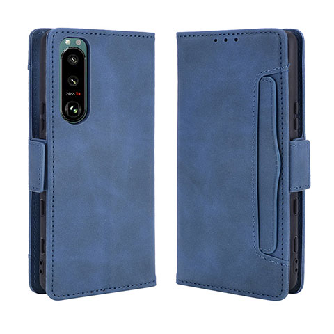 Coque Portefeuille Livre Cuir Etui Clapet BY3 pour Sony Xperia 5 III Bleu