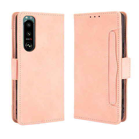 Coque Portefeuille Livre Cuir Etui Clapet BY3 pour Sony Xperia 5 III SO-53B Rose