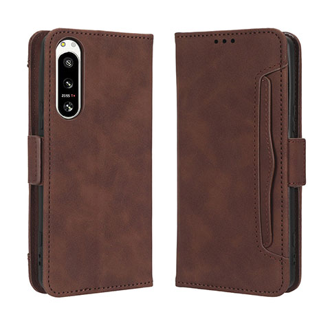 Coque Portefeuille Livre Cuir Etui Clapet BY3 pour Sony Xperia 5 IV Marron