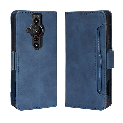 Coque Portefeuille Livre Cuir Etui Clapet BY3 pour Sony Xperia PRO-I Bleu