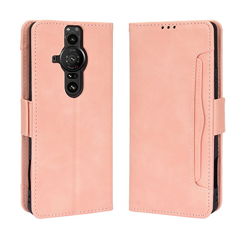 Coque Portefeuille Livre Cuir Etui Clapet BY3 pour Sony Xperia PRO-I Rose