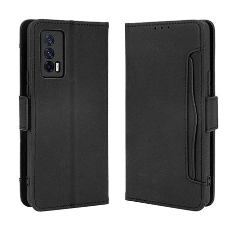 Coque Portefeuille Livre Cuir Etui Clapet BY3 pour Vivo iQOO 7 India 5G Noir