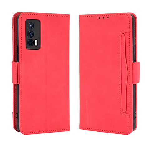 Coque Portefeuille Livre Cuir Etui Clapet BY3 pour Vivo iQOO 7 India 5G Rouge