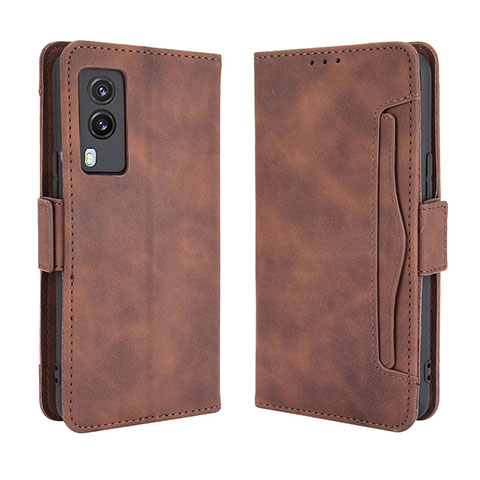 Coque Portefeuille Livre Cuir Etui Clapet BY3 pour Vivo V21e 5G Marron