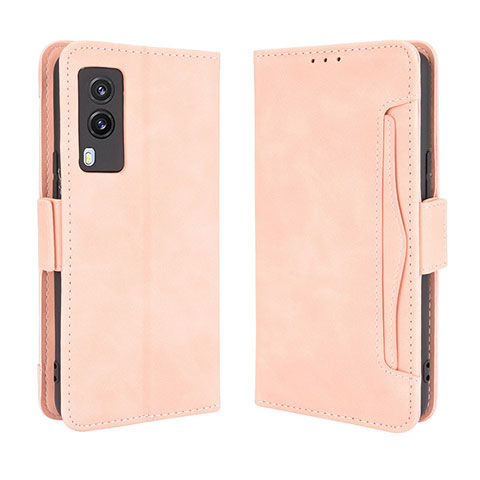 Coque Portefeuille Livre Cuir Etui Clapet BY3 pour Vivo V21e 5G Rose