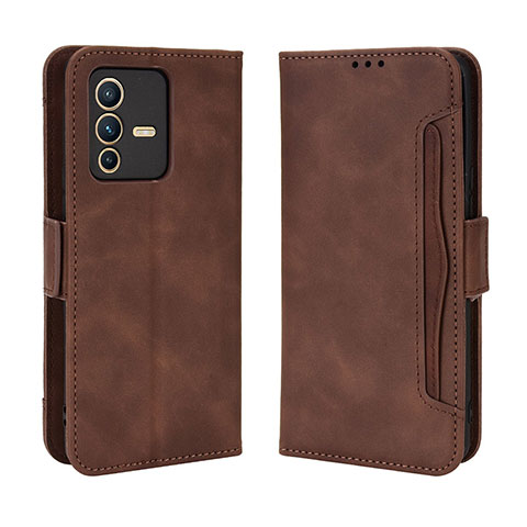 Coque Portefeuille Livre Cuir Etui Clapet BY3 pour Vivo V23 5G Marron