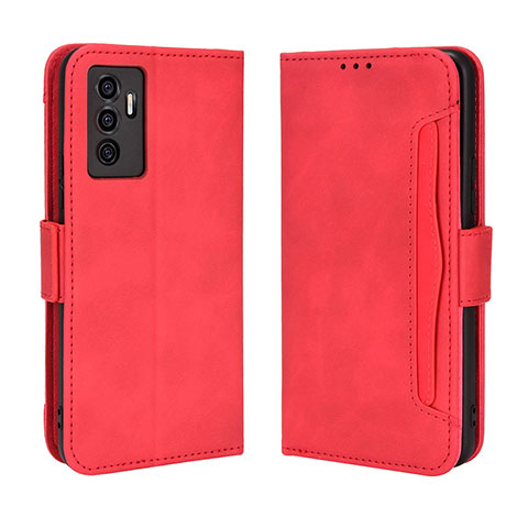 Coque Portefeuille Livre Cuir Etui Clapet BY3 pour Vivo V23e 5G Rouge