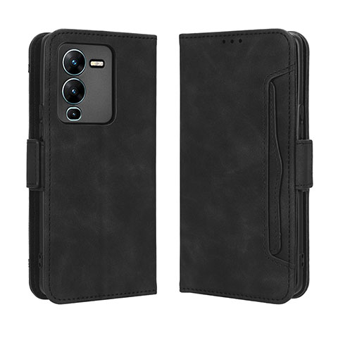 Coque Portefeuille Livre Cuir Etui Clapet BY3 pour Vivo V25 Pro 5G Noir