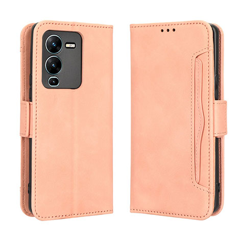 Coque Portefeuille Livre Cuir Etui Clapet BY3 pour Vivo V25 Pro 5G Rose