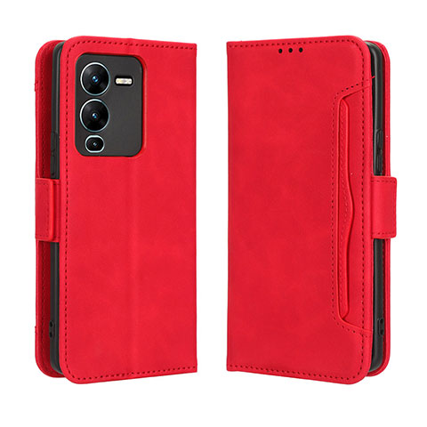 Coque Portefeuille Livre Cuir Etui Clapet BY3 pour Vivo V25 Pro 5G Rouge