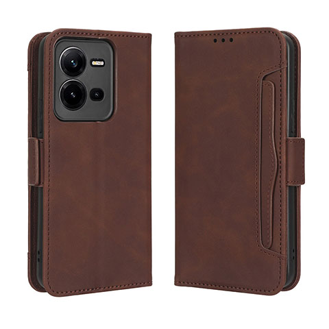 Coque Portefeuille Livre Cuir Etui Clapet BY3 pour Vivo V25e Marron