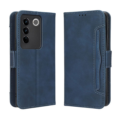 Coque Portefeuille Livre Cuir Etui Clapet BY3 pour Vivo V27 5G Bleu