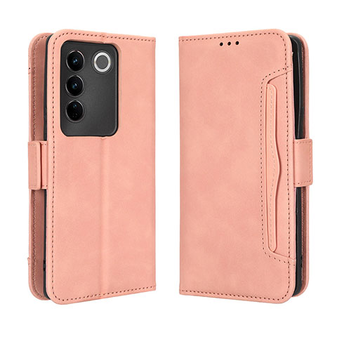 Coque Portefeuille Livre Cuir Etui Clapet BY3 pour Vivo V27 5G Rose