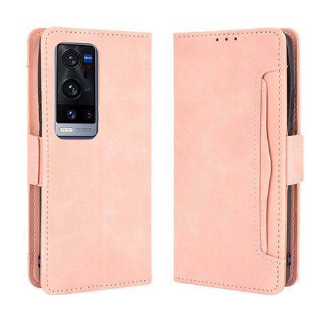 Coque Portefeuille Livre Cuir Etui Clapet BY3 pour Vivo X60 Pro+ Plus 5G Rose