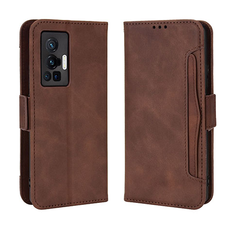 Coque Portefeuille Livre Cuir Etui Clapet BY3 pour Vivo X70 Pro 5G Marron