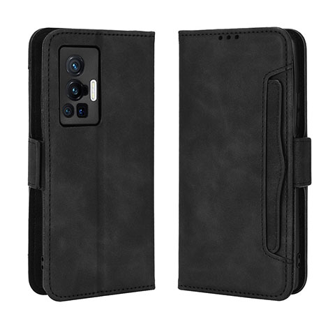 Coque Portefeuille Livre Cuir Etui Clapet BY3 pour Vivo X70 Pro 5G Noir