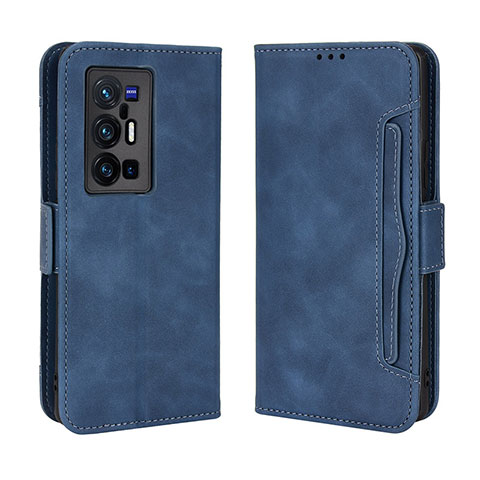 Coque Portefeuille Livre Cuir Etui Clapet BY3 pour Vivo X70 Pro+ Plus 5G Bleu