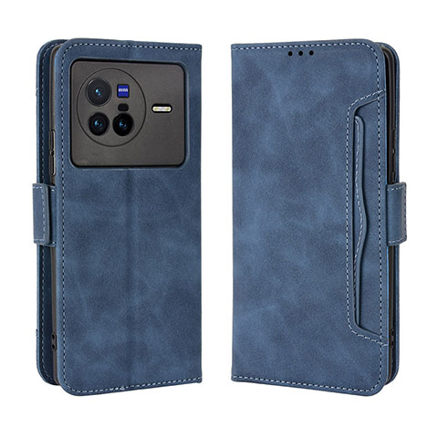 Coque Portefeuille Livre Cuir Etui Clapet BY3 pour Vivo X80 5G Bleu