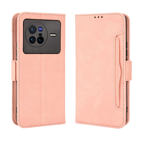 Coque Portefeuille Livre Cuir Etui Clapet BY3 pour Vivo X80 5G Rose