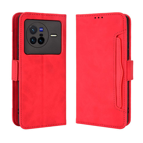 Coque Portefeuille Livre Cuir Etui Clapet BY3 pour Vivo X80 5G Rouge