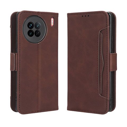 Coque Portefeuille Livre Cuir Etui Clapet BY3 pour Vivo X90 5G Marron