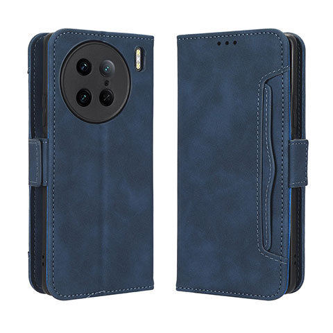 Coque Portefeuille Livre Cuir Etui Clapet BY3 pour Vivo X90 Pro 5G Bleu