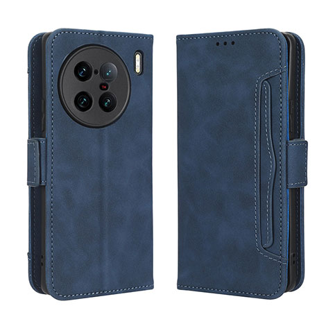 Coque Portefeuille Livre Cuir Etui Clapet BY3 pour Vivo X90 Pro+ Plus 5G Bleu