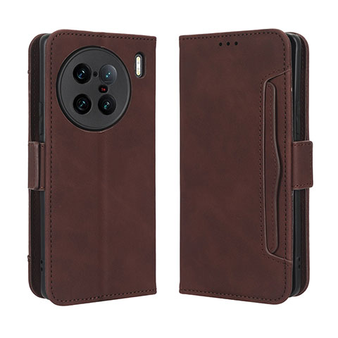 Coque Portefeuille Livre Cuir Etui Clapet BY3 pour Vivo X90 Pro+ Plus 5G Marron