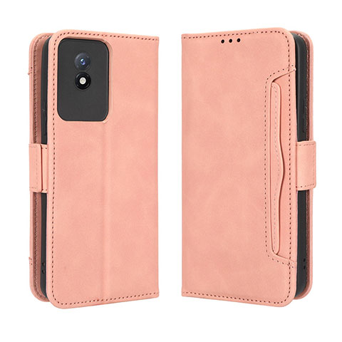 Coque Portefeuille Livre Cuir Etui Clapet BY3 pour Vivo Y02 Rose