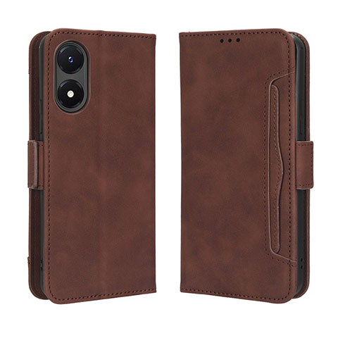 Coque Portefeuille Livre Cuir Etui Clapet BY3 pour Vivo Y02S Marron