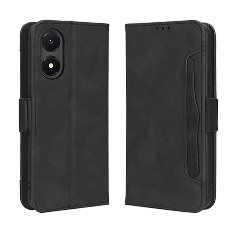 Coque Portefeuille Livre Cuir Etui Clapet BY3 pour Vivo Y02S Noir