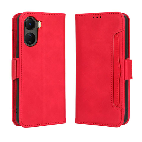 Coque Portefeuille Livre Cuir Etui Clapet BY3 pour Vivo Y16 Rouge