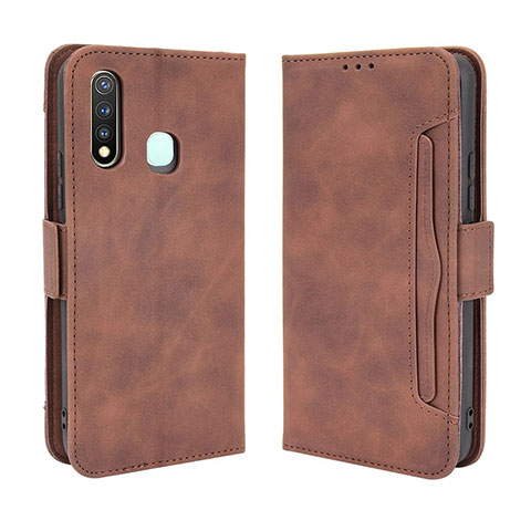 Coque Portefeuille Livre Cuir Etui Clapet BY3 pour Vivo Y19 Marron