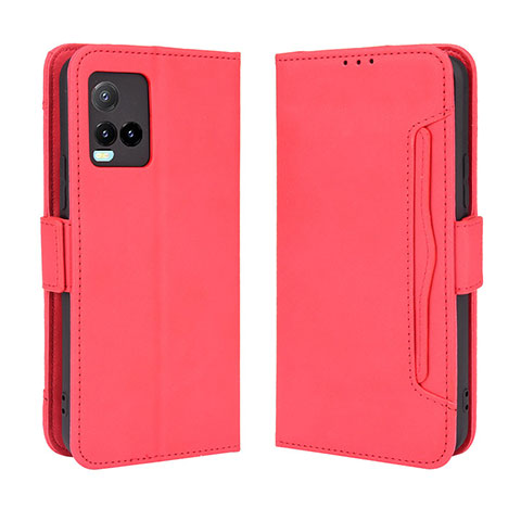 Coque Portefeuille Livre Cuir Etui Clapet BY3 pour Vivo Y21 Rouge