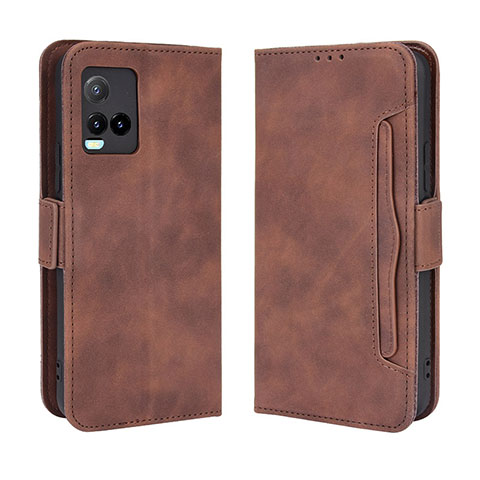 Coque Portefeuille Livre Cuir Etui Clapet BY3 pour Vivo Y21a Marron