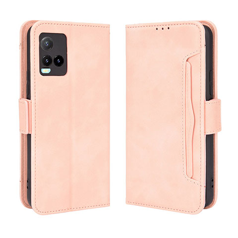 Coque Portefeuille Livre Cuir Etui Clapet BY3 pour Vivo Y21a Rose