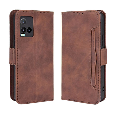 Coque Portefeuille Livre Cuir Etui Clapet BY3 pour Vivo Y21s Marron