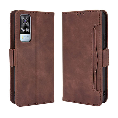 Coque Portefeuille Livre Cuir Etui Clapet BY3 pour Vivo Y31 (2021) Marron