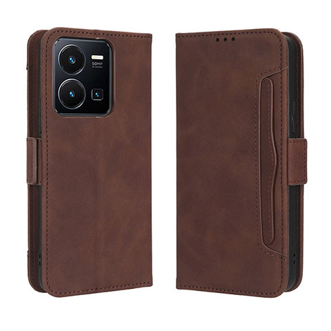 Coque Portefeuille Livre Cuir Etui Clapet BY3 pour Vivo Y35 4G Marron