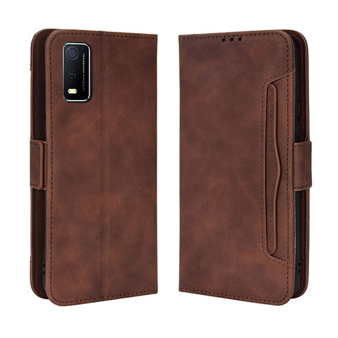 Coque Portefeuille Livre Cuir Etui Clapet BY3 pour Vivo Y3s (2021) Marron