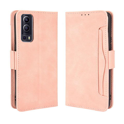 Coque Portefeuille Livre Cuir Etui Clapet BY3 pour Vivo Y72 5G Rose