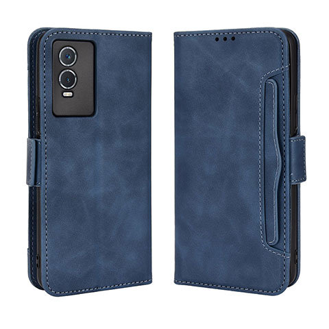 Coque Portefeuille Livre Cuir Etui Clapet BY3 pour Vivo Y74s 5G Bleu